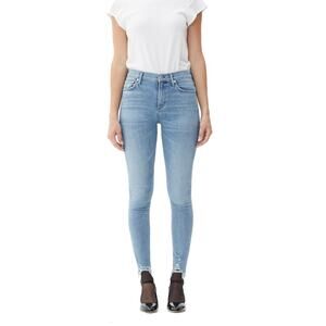 AGOLDE Sophie Hi Rise Skinny Blue Jeans Distressed Hem Size 27
